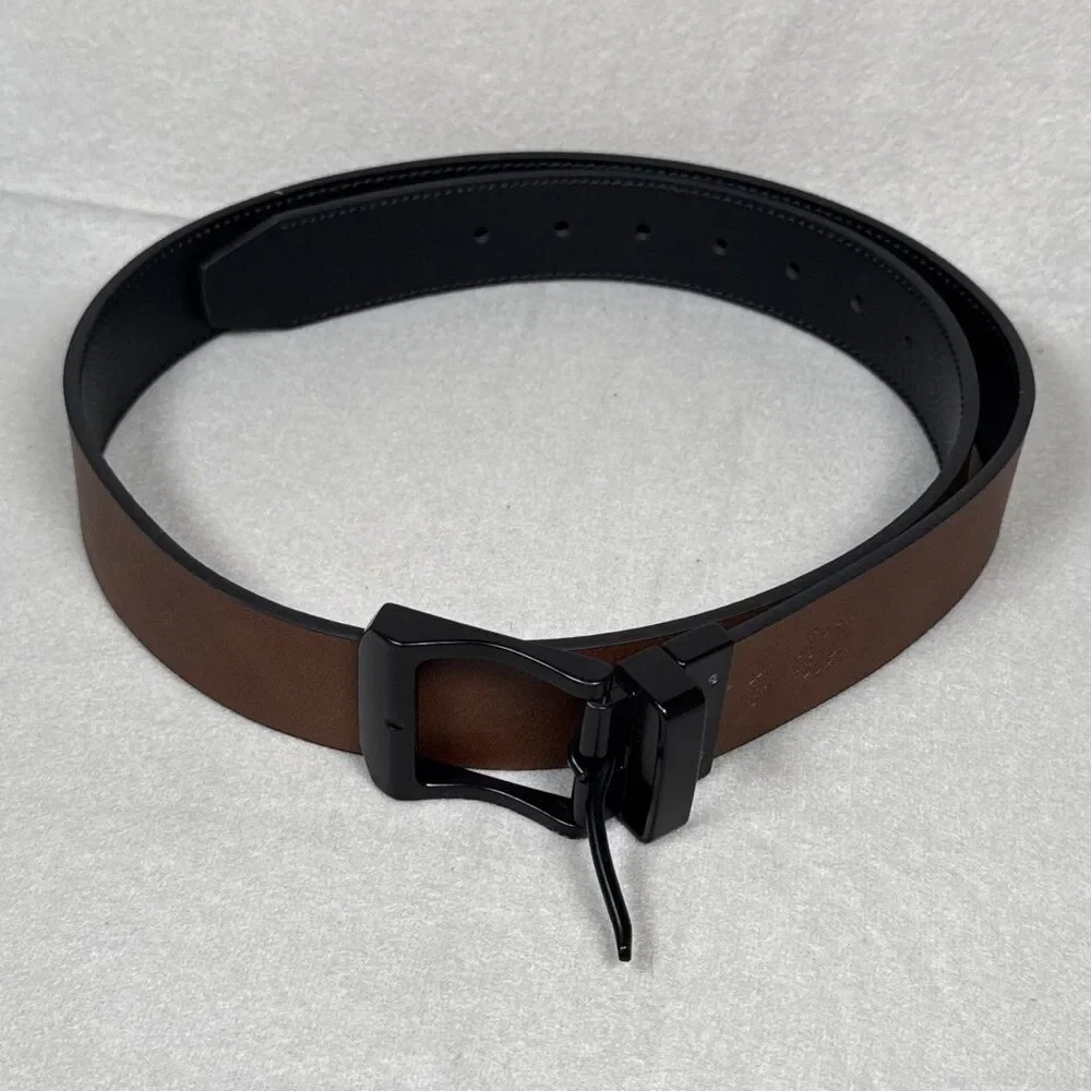 Guess Reversible Belt Black Brown Mens Sz L 38-40 Faux Leather 1 3/8